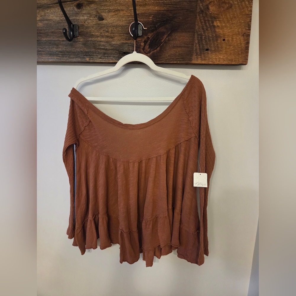 NWT Free People Cotton Sundae Top In Ginger Snap